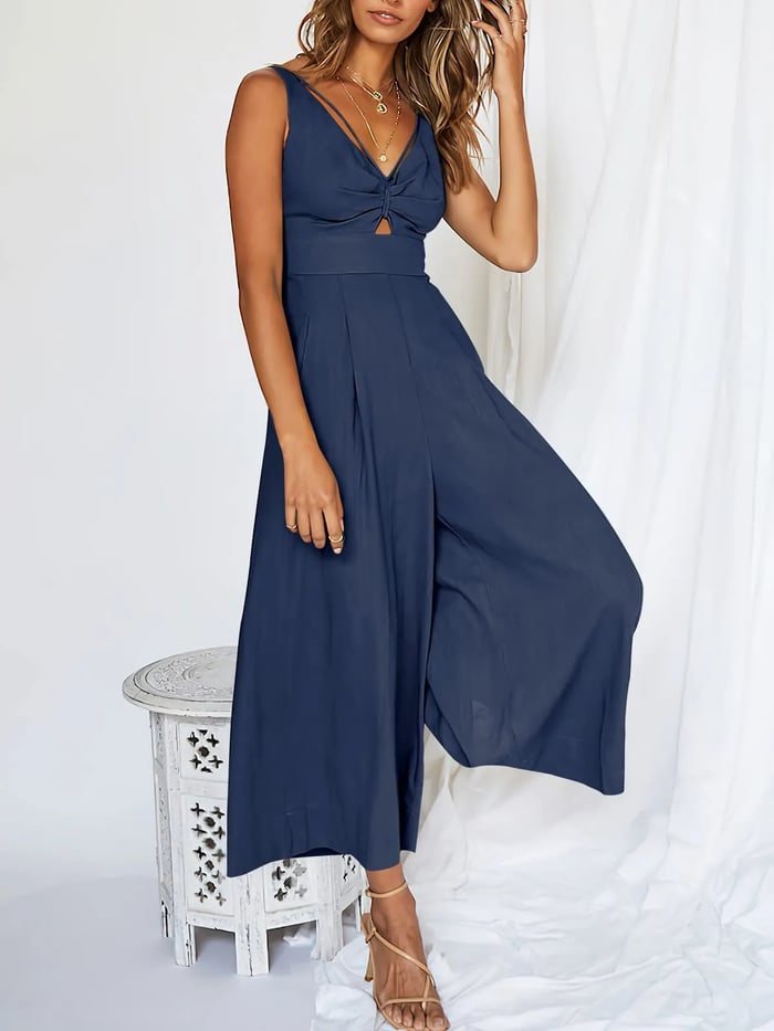 🤩Jumpsuits mit V-Ausschnitt und Ausschnitt und hoher Taille