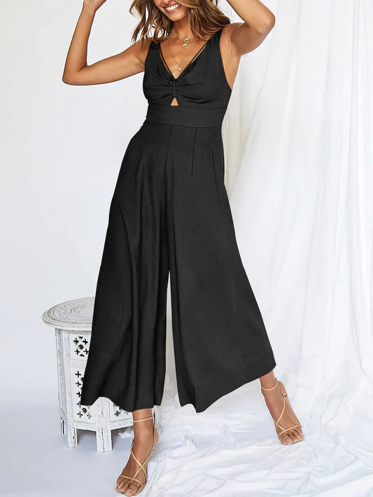 🤩Jumpsuits mit V-Ausschnitt und Ausschnitt und hoher Taille