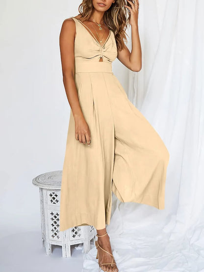🤩Jumpsuits mit V-Ausschnitt und Ausschnitt und hoher Taille