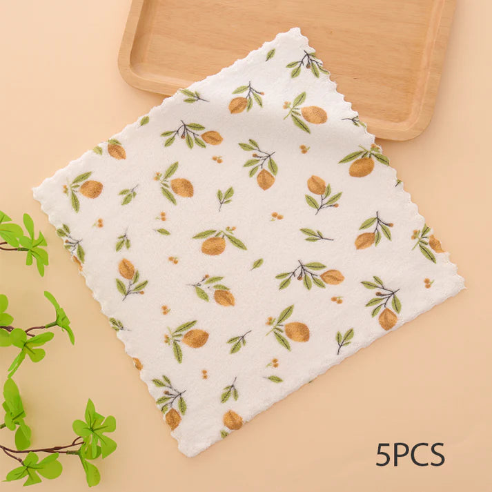 💥 Heißer Verkauf 50% Rabatt🔥5 Stück korallenfarbene Flanell-Geschirrtücher für den Heimgebrauch