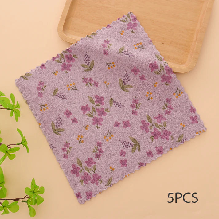 💥 Heißer Verkauf 50% Rabatt🔥5 Stück korallenfarbene Flanell-Geschirrtücher für den Heimgebrauch